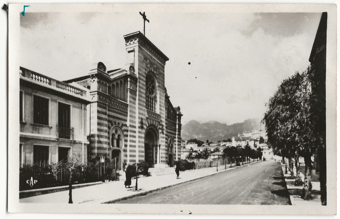 Plaque verre photo, négatif noir & blanc 9x14 cm, Menton église, carte postale
