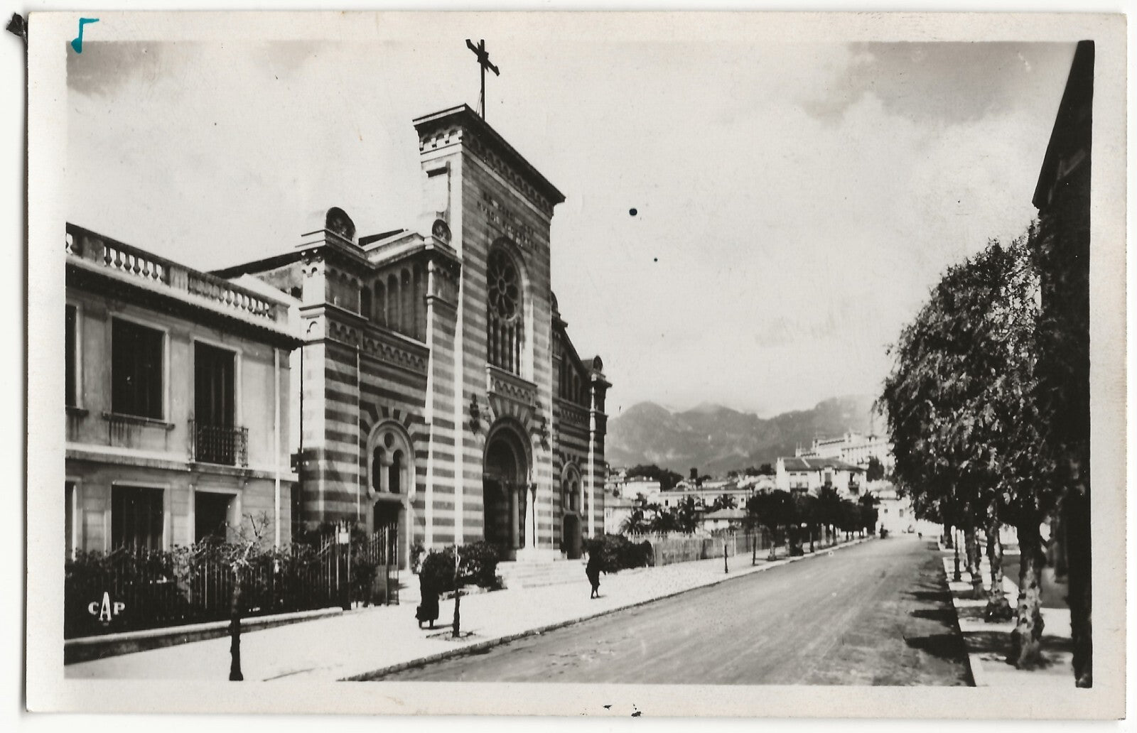 Plaque verre photo, négatif noir & blanc 9x14 cm, Menton église, carte postale