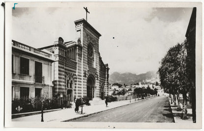 Plaque verre photo, négatif noir & blanc 9x14 cm, Menton église, carte postale