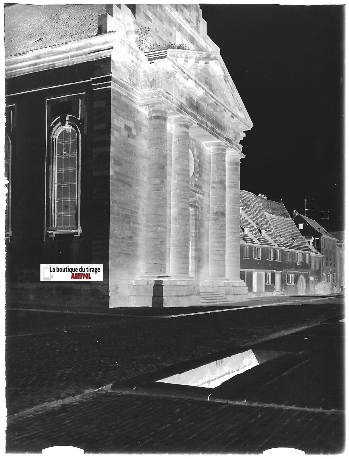Rosheim, église Saint-Étienne, Plaque verre photo, négatif noir & blanc 9x12 cm
