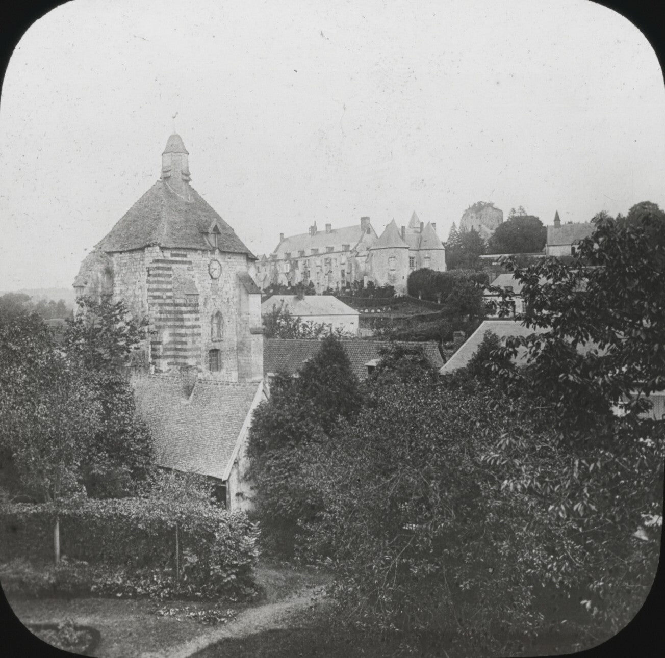 Vue générale de Lucheux, Somme, photo ancienne plaque verre, positif 8,5x10 cm