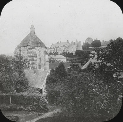Vue générale de Lucheux, Somme, photo ancienne plaque verre, positif 8,5x10 cm