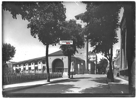 Plaque verre photo ancienne positif noir et blanc 13x18 cm Vichy avenue Victoria