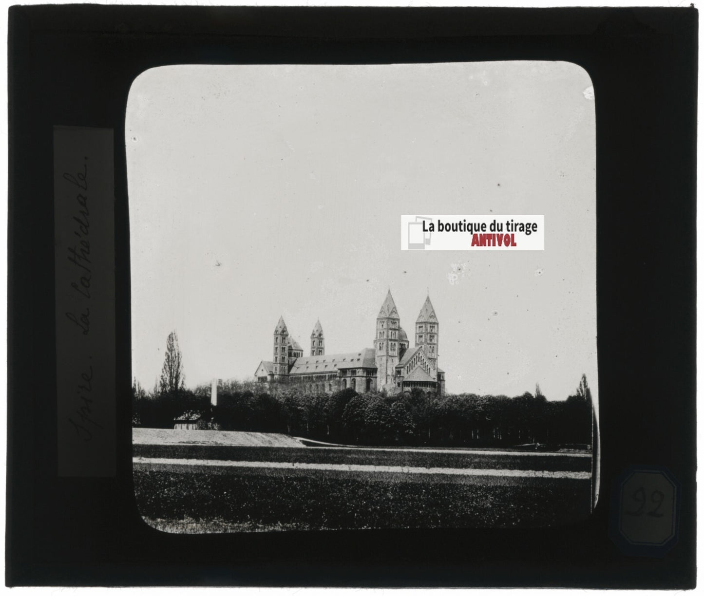 Cathédrale de Spire, Allemagne, photo ancienne plaque verre, positif 8,5x10 cm