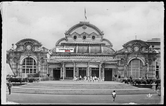 Plaque verre ancienne photo négatif noir & blanc 9x14 cm, Vichy Allier, casino