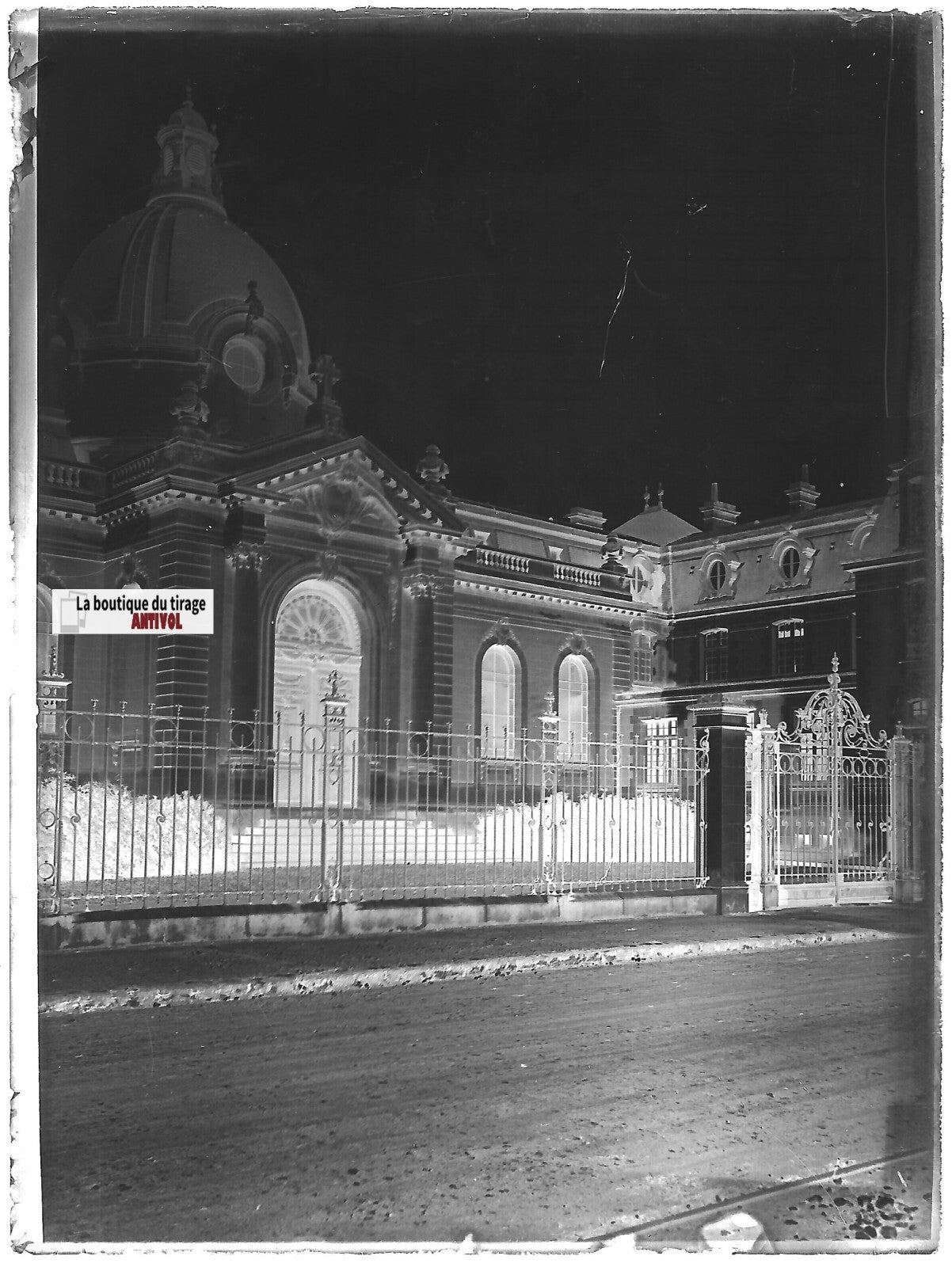 Rennes, Asile de Saint-Méen, Plaque verre photo, négatif noir & blanc 9x12 cm