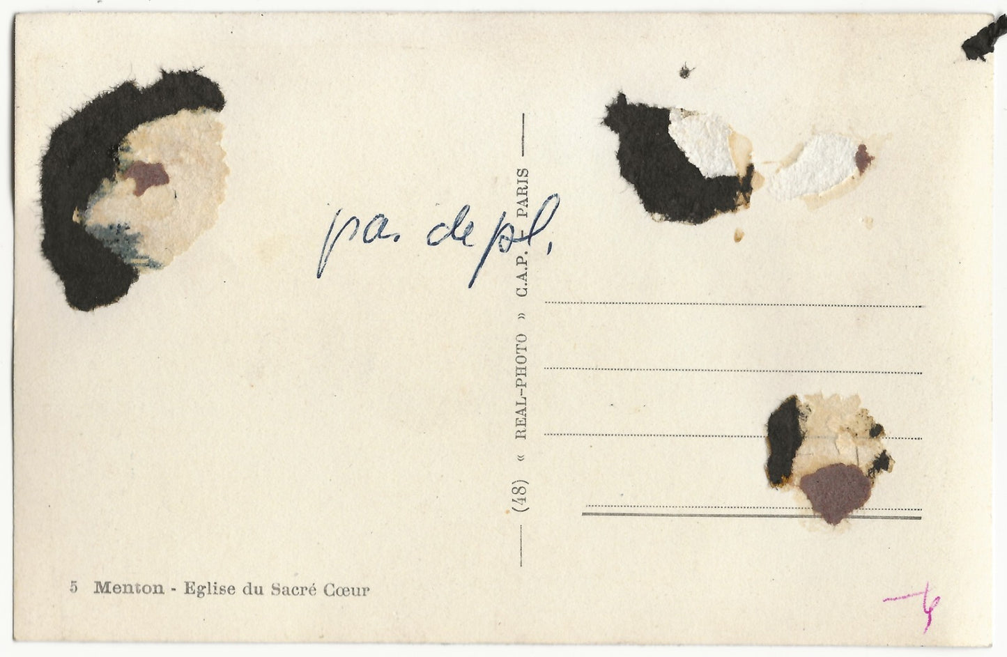 Plaque verre photo, négatif noir & blanc 9x14 cm, Menton église, carte postale