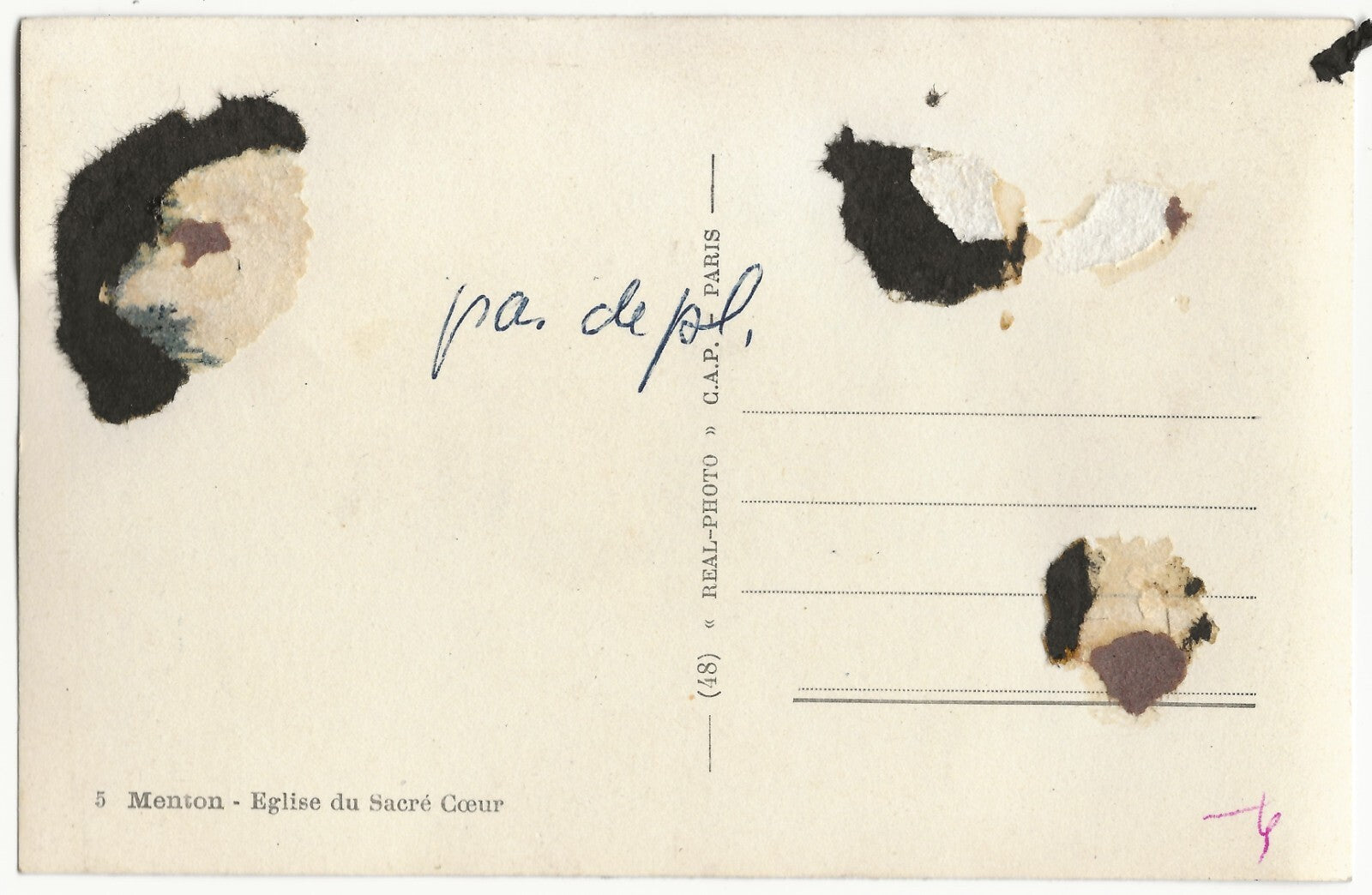 Plaque verre photo, négatif noir & blanc 9x14 cm, Menton église, carte postale