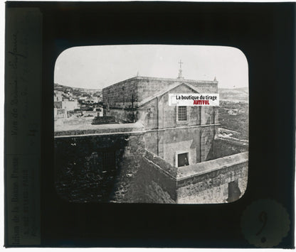 L'atelier de Nazareth St-Joseph, Israël, photo plaque verre, positif 8,5x10 cm