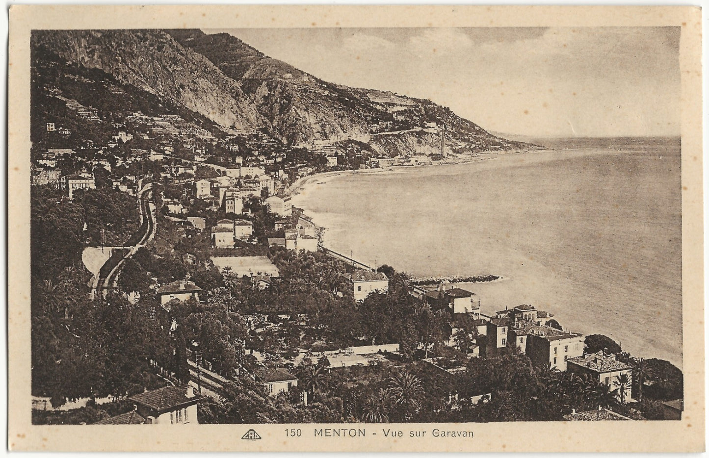 Plaque verre photo, négatif noir & blanc 9x14 cm, Menton Garavan, carte postale