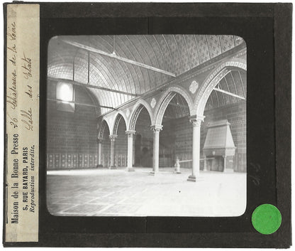 Château Royal de Blois, salle, photo ancienne plaque de verre, positif 8,5x10 cm