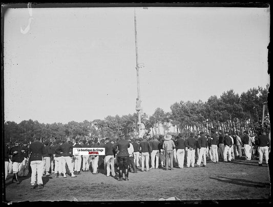 Camp militaire Meucon, Plaque verre photo ancienne, négatif noir & blanc 9x12 cm