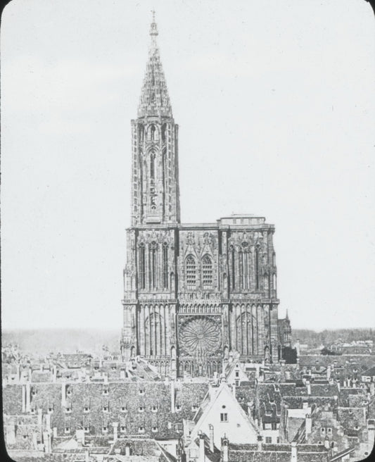 Cathédrale Notre-Dame de Strasbourg, photo plaque verre, positif 8,5x10 cm