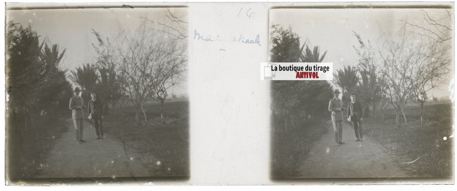 Marrakech Maroc, Plaque verre stéréoscopie, positif noir & blanc 4,5x10,7 cm