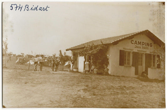 Bidart, camping Jean Paris, photographie ancienne, Sépia, papier 9x14 cm