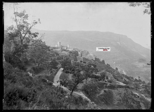 Plaque verre photo négatif noir et blanc 13x18 cm Bézaudun-les-Alpes paysage