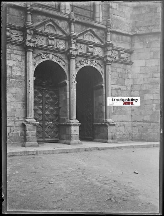 Dinan, Église Saint-Malo, Plaque verre photo, négatif noir & blanc 9x12 cm