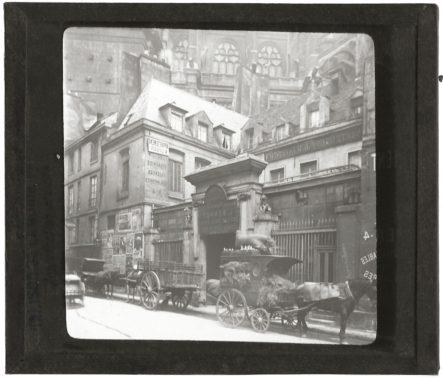 Hôtel de Royaumont, Paris, photo ancienne plaque de verre, positif 8,5x10 cm