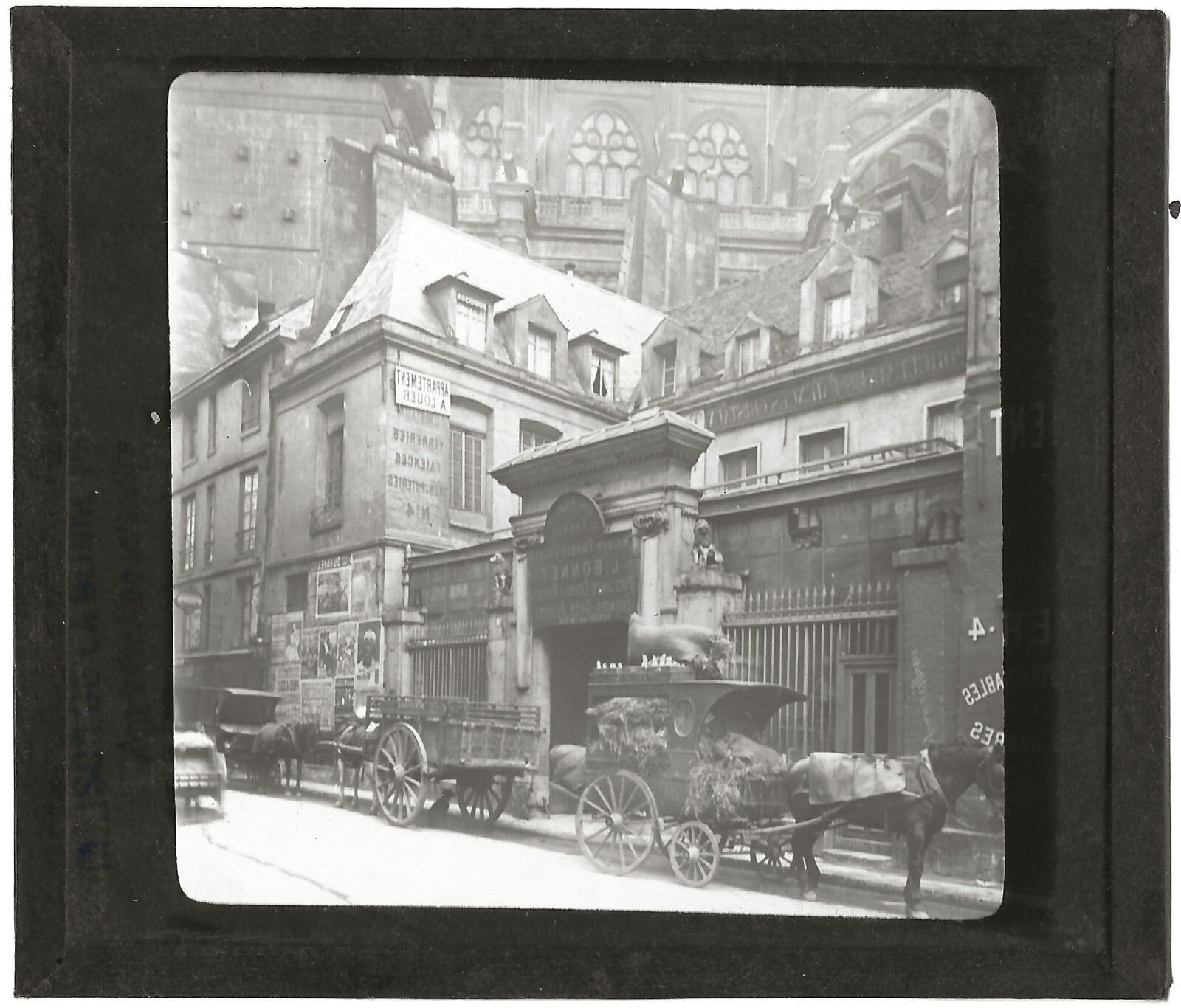 Hôtel de Royaumont, Paris, photo ancienne plaque de verre, positif 8,5x10 cm