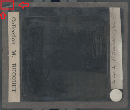 Homme, lac de Saint-Mandé, photo plaque de verre, sépia, positif 8,5x10 cm