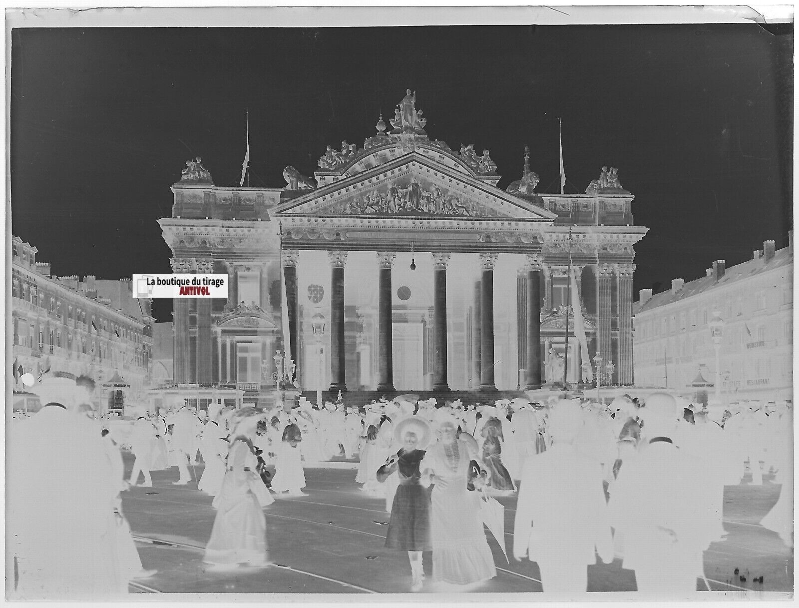 Bruxelles, La Bourse, Nitsch, Plaque verre photo, négatif noir & blanc 9x12 cm