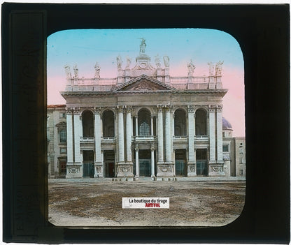 Saint-Jean-de-Latran, Rome, Italie, plaque ancienne verre couleur, 8,5x10 cm