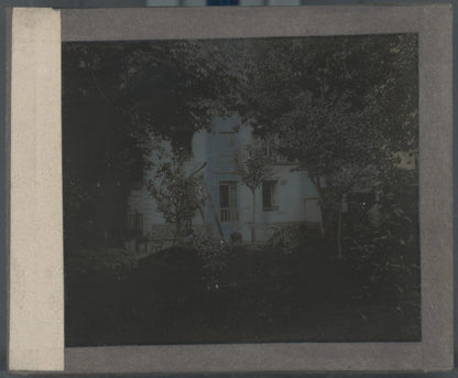 Maison, villa, photo ancienne plaque verre, noir & blanc, positif 8,5x10 cm