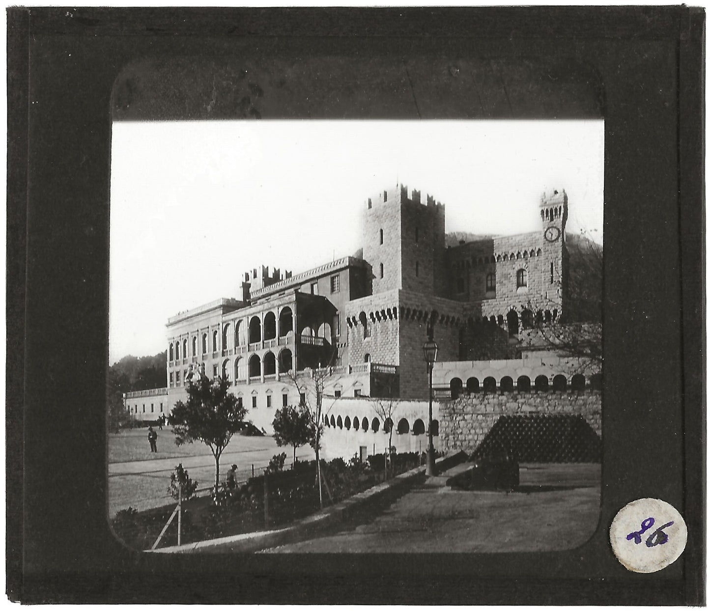 Palais Princier Monaco, photo ancienne plaque de verre, positif 8,5x10 cm
