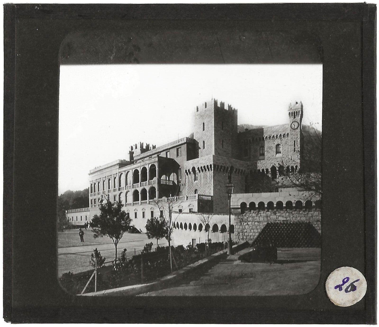 Palais Princier Monaco, photo ancienne plaque de verre, positif 8,5x10 cm