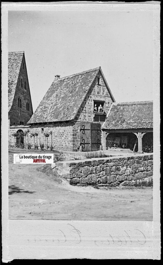 Plaque verre photo ancienne négatif noir & blanc 9x14 cm, Hünenburg Allemagne