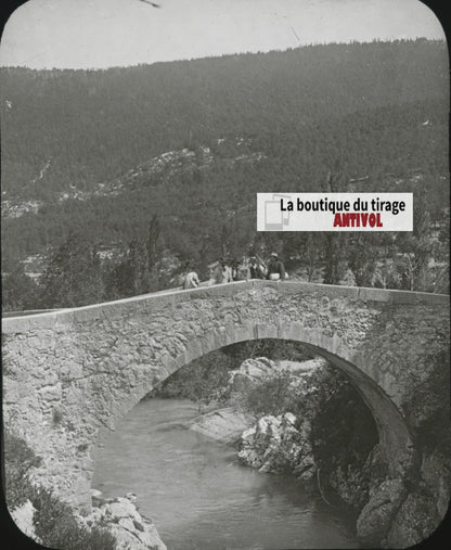 Montagne de Brouis, Artuby, photo ancienne plaque de verre, positif 8,5x10 cm