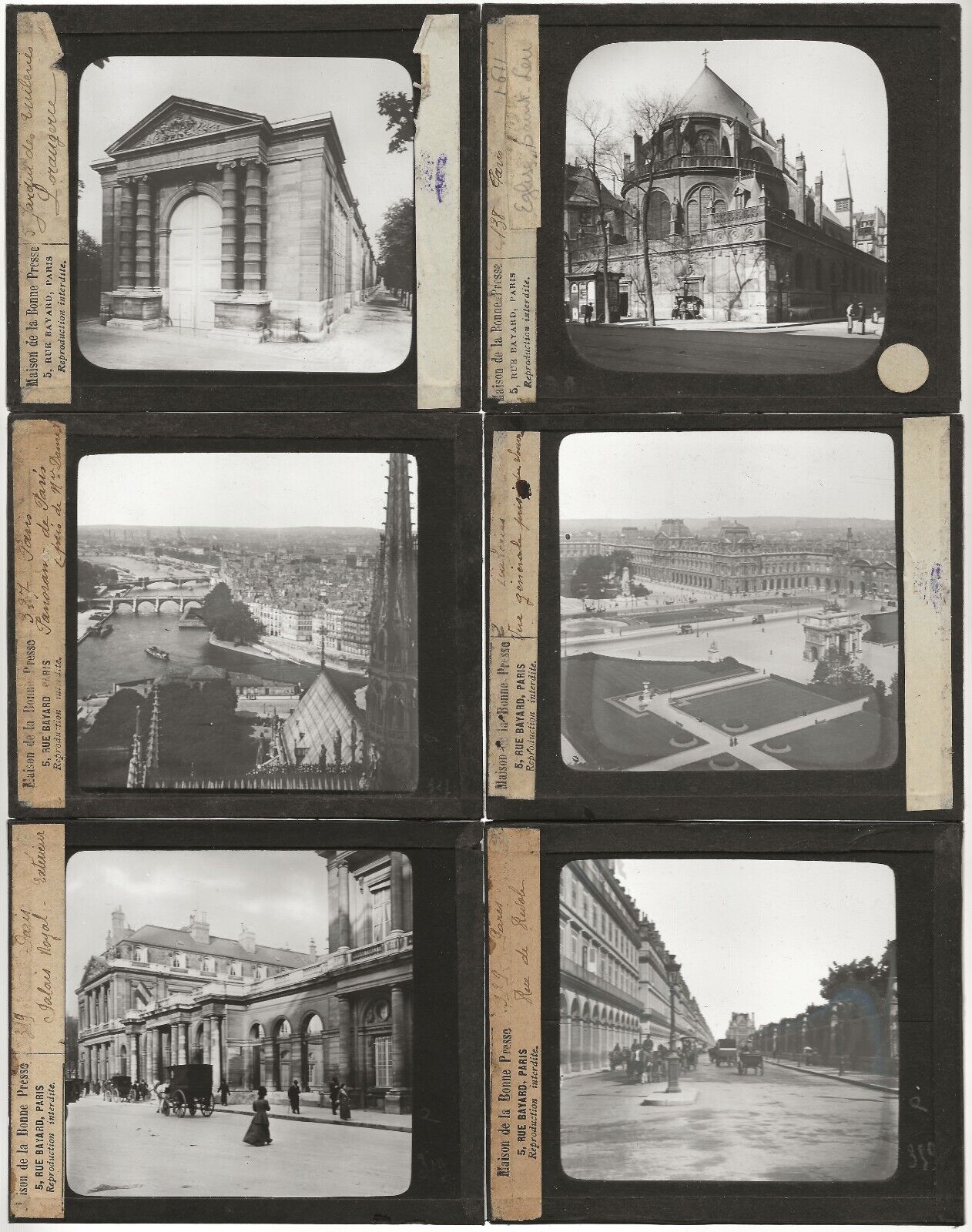 Paris, France, photos anciennes plaques de verre, lot 10 positifs 8,5x10 cm