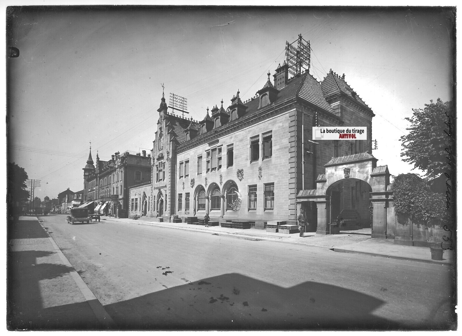 Plaque verre photo ancienne positif noir et blanc 13x18 cm Saint-Louis HUNINGUE