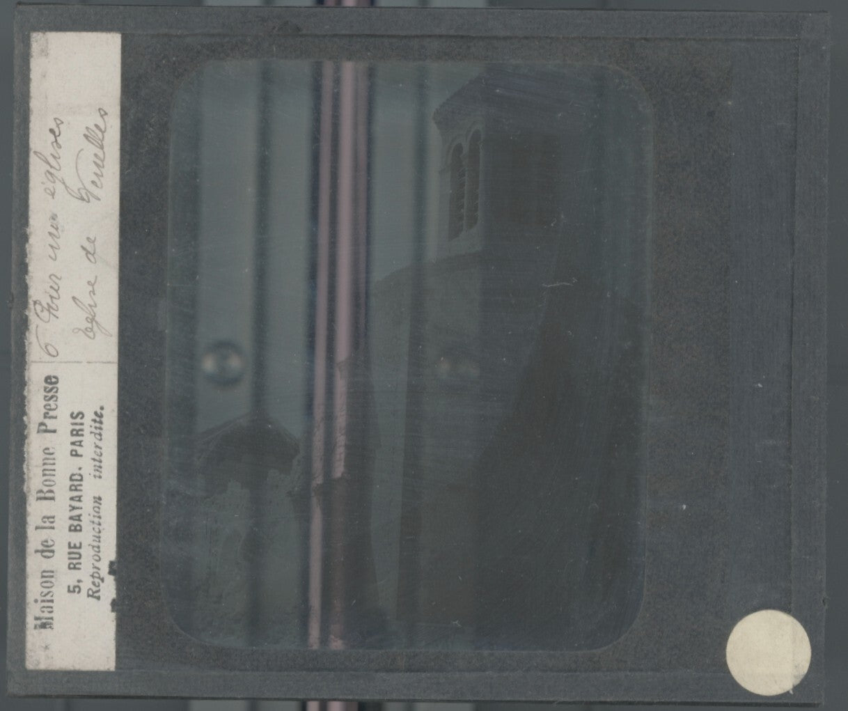 Eglise de Venelles, séisme, photo ancienne plaque verre, positif 8,5x10 cm