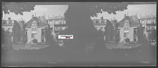 Vichy hôtel, Plaque verre photo stéréoscopique, négatif noir & blanc 4,5x10,7 cm