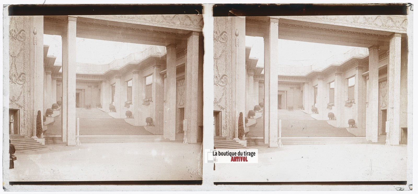 Exposition Internationale, Paris, plaque verre, photo stéréoscopie, N&B 6x13 cm