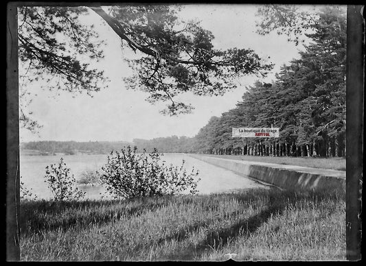 Plaque verre photo ancienne négatif noir et blanc 6x9 cm lac nature paysage - La Boutique Du Tirage 