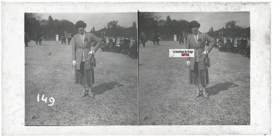 Hippodrome de Longchamp, Paris, stéréoscopie plaque verre, positif 8,5x17 cm