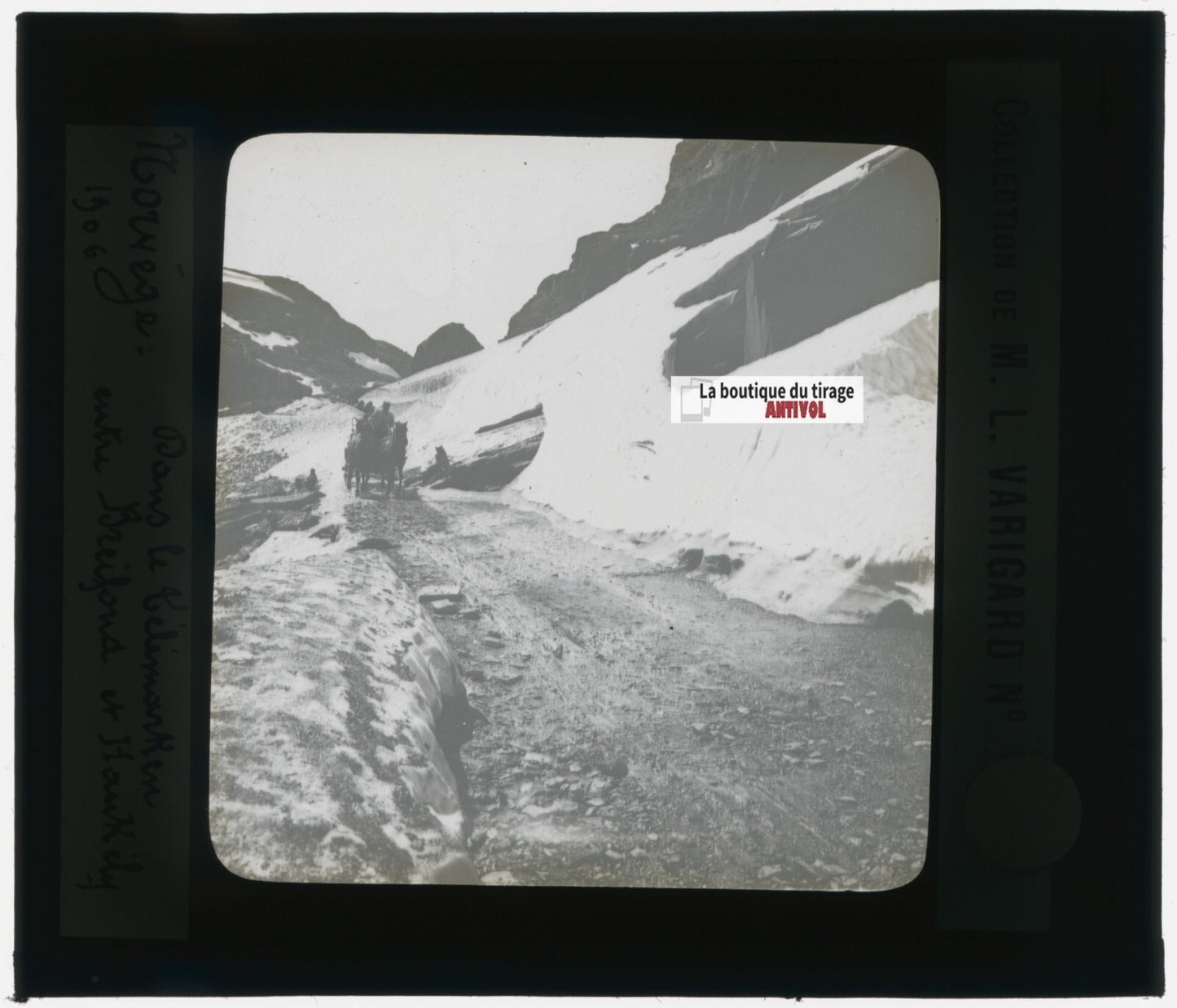 Breifond Haukeli Norvège, photo plaque de verre, noir & blanc, positif 8,5x10 cm