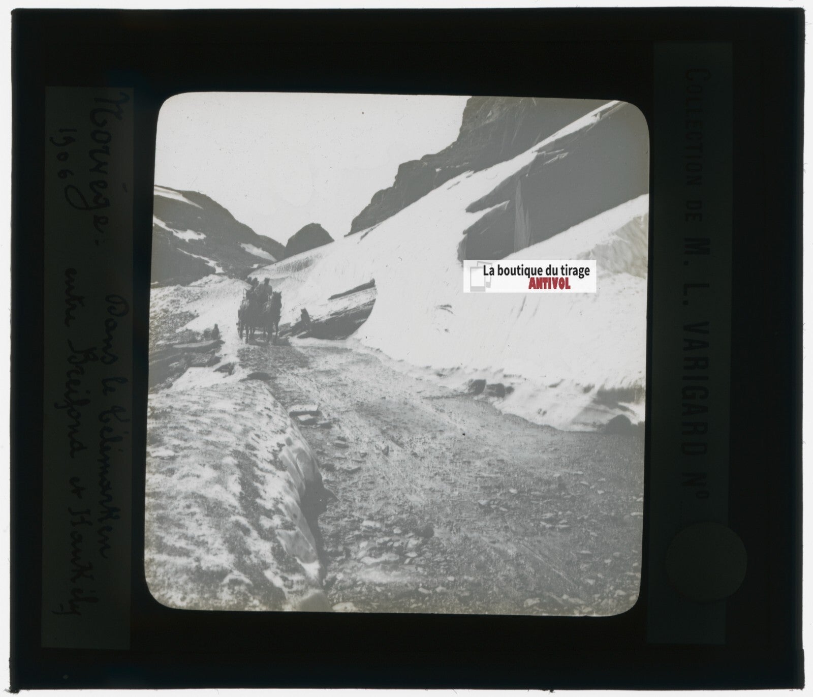 Breifond Haukeli Norvège, photo plaque de verre, noir & blanc, positif 8,5x10 cm