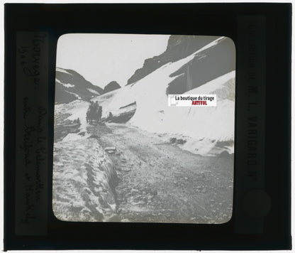 Breifond Haukeli Norvège, photo plaque de verre, noir & blanc, positif 8,5x10 cm