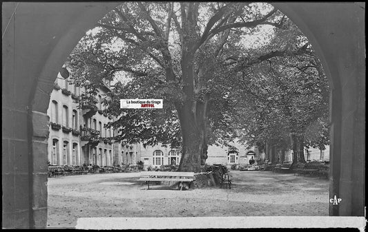 Plaque verre photo, négatif noir & blanc 9x14 cm, Mont Sainte-Odile, sanctuaire