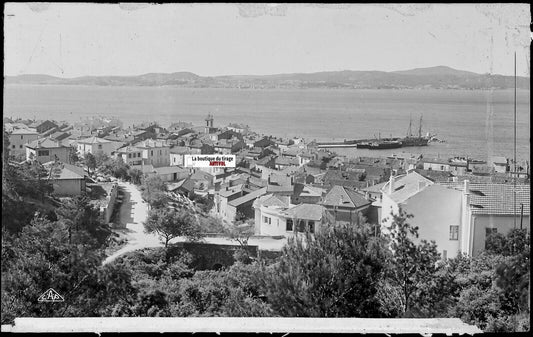 Sainte-Maxime, mer, Plaque verre photo, négatif noir & blanc 9x14 cm, France