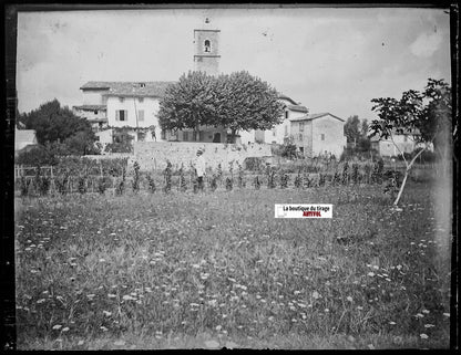 A situer Provence, Plaque verre photo ancienne, négatif noir & blanc 9x12 cm