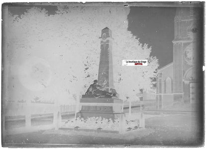 Forges-les-Eaux, Plaque verre photo ancienne, négatif noir & blanc 6x9 cm France