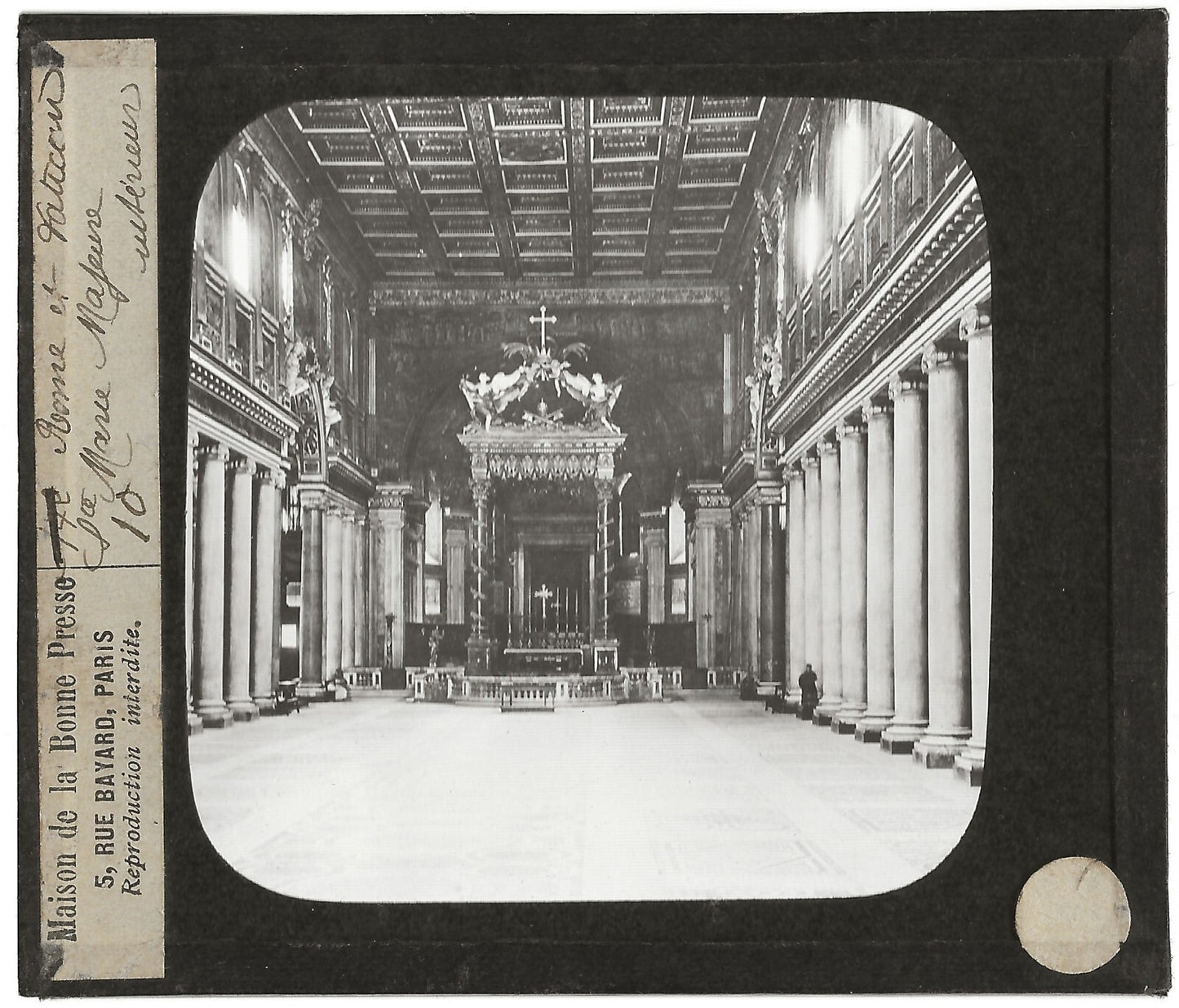 Basilique Sainte-Marie-Majeure, Rome, photo plaque de verre, positif 8,5x10 cm