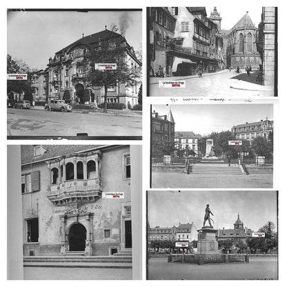 Alsace, Colmar, photos anciennes plaque de verre, lot de 5 positifs 13x18 cm