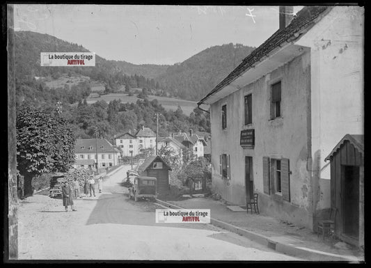 Plaque verre photo ancienne négatif noir et blanc 13x18 cm Biaufond voiture