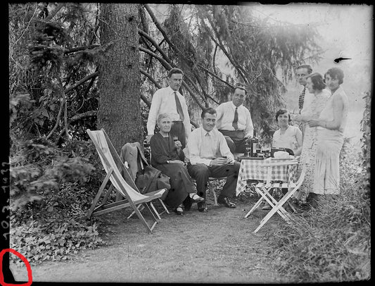 Plaque verre photo ancienne négatif noir et blanc 9x12 cm famille groupe France 