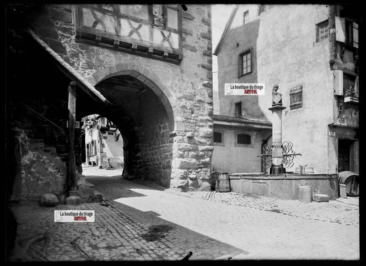 Plaque verre photo négatif noir et blanc 13x18 cm RIQUEWIHR France vintage